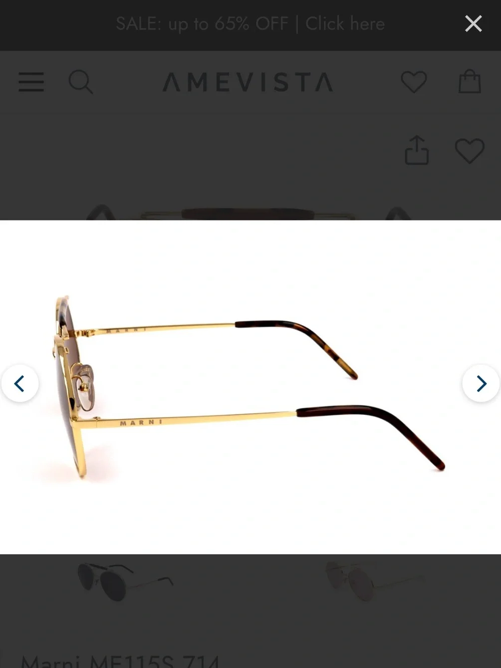 Marni Gold Frame Sunglasses with Brown Lenses and Tortoiseshell Temples